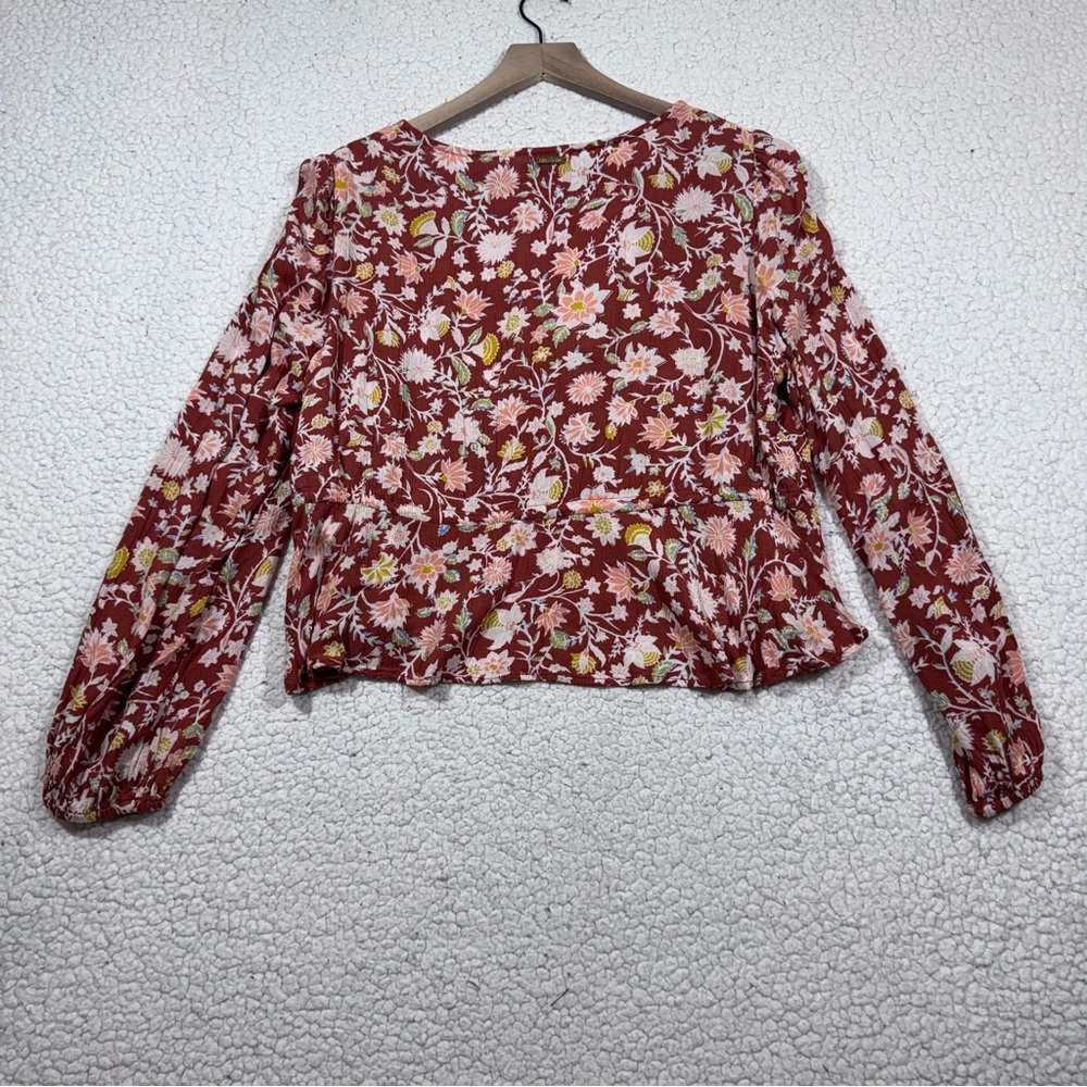 Billabong Womens Time Goes By Cropped Peplum Top Size L Peasant Boho - Picture 7 of 9